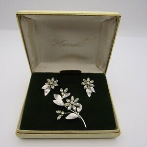 Vintage Krementz Brooch and Earring Jewelry Set